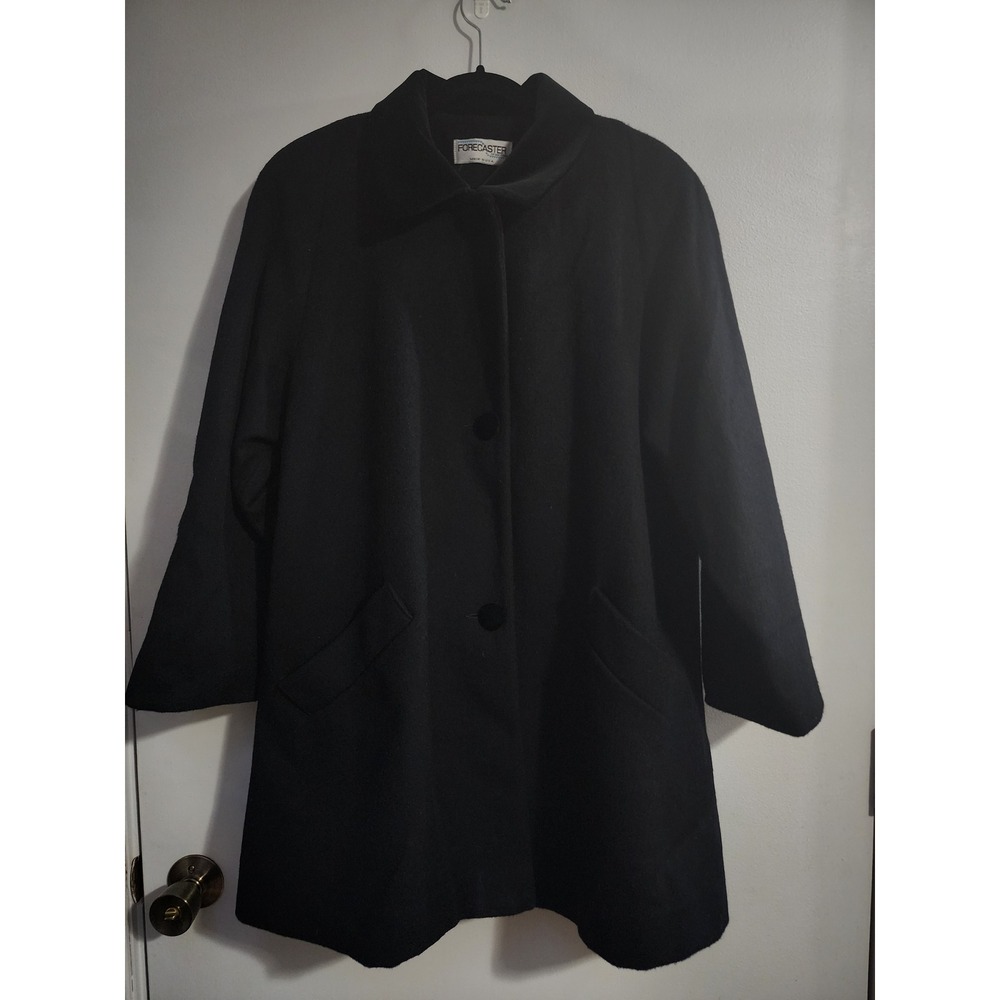 VIntage Forecaster of Boston Womens Black‎ Wool Blend Velvet Trim Coat Sz 10